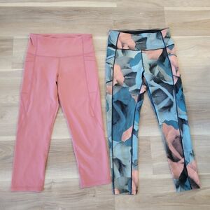 Old Navy and Calvin Klein Women's Pink and Multicolor Leggings Set Size M